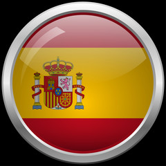 Fototapeta premium Spanish flag glass button vector illustration