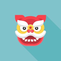 Chinese new year flat icon, lion dance head
