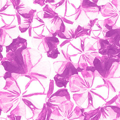 Seamless pattern of flowers painted with watercolors.