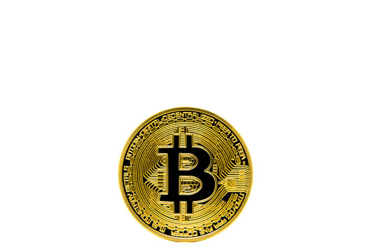 Isolated face of bitcoin on wite background