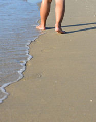 Walking on the beach.
