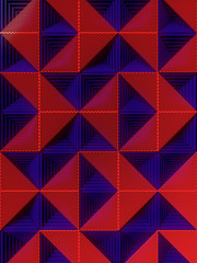 Dark blue surface with a pattern of red panels. 3d rendering