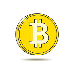 Golden bitcoin digital cryptocurrency, vector illustration