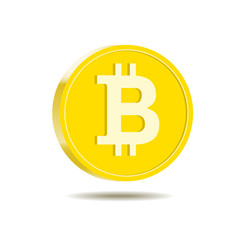 Golden bitcoin digital cryptocurrency, vector illustration