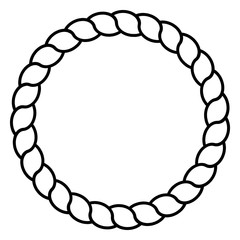 Monochrome black and white circle rope frame line art isolated vector