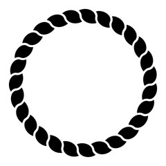 Monochrome black and white circle rope frame line art isolated vector