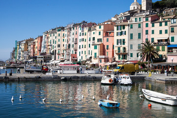 Fototapeta na wymiar Portovenere city at Mediterranean sea coast, Italy.