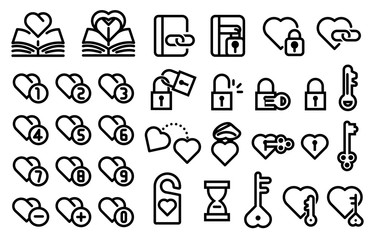 Secret for love icon concept. Element of sweetheart Article. Protect the heart from others and Unlock when at right time. Life of a couple.