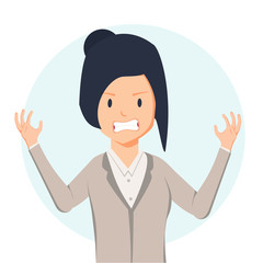 Anger. The evil woman expresses her negative emotions. Vector illustration in cartoon style.