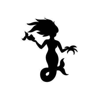 mermaid black silhouette isolated on white