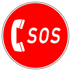 srr334 SignRoundRed - german - Zeichen: eCall / SOS / 112 - Unfallmanagement / Notrufsystem / Telefonhörer - english - emergency call system - accident management / handset - telephone - xxl g5844