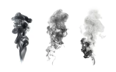 Foto op Canvas witte rook geïsoleerd op zwart © Liliia