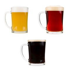 Realistic beer glasses isolated on white background