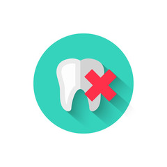 Fototapeta premium Tooth icon isolated in flat design style vector illustration. Modern, minimalist icon on the theme of stomatology in stylish colors. Website and design for mobile apps and other projects of yours