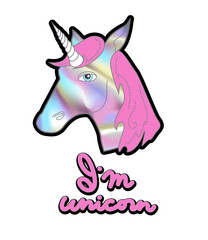 Holographic unicorn patch for print on t-shirt or your design