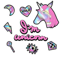 Holographic unicorn patch for print on t-shirt  or your design