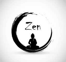 Zen circle with meditation Buddha vector