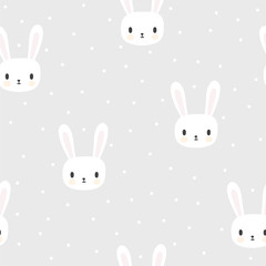 Seamless pattern with cartoon bunnies for kids. Abstract art print. Hand drawn background with cute animals