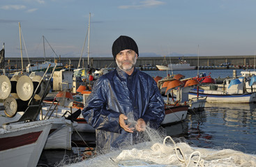 fisherman working in the fishing port