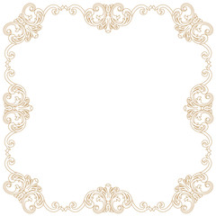 Golden vintage border frame engraving with retro ornament pattern in antique baroque style decorative design. Vector