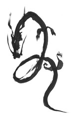 墨絵による龍