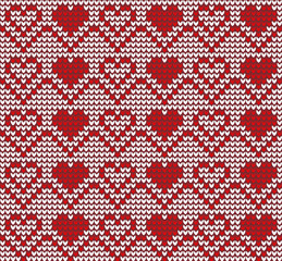 Vector seamless knitted red and white pattern