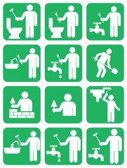 Mason worker icons set