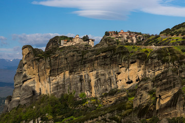 Plakat Beautiful scenic view of orthodox monastery in the Greece mountains, Meteora