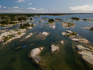 Aerial view of a sea Kayaking trip on the Great Lakes