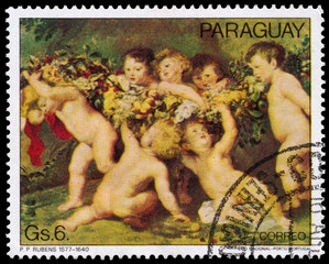 Stamp printed in Paraguay shows painting by Rubens
