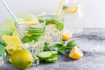 Healthy infused citrus sassi water with Lemon and cucumber