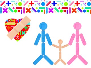 AID A SICK FAMILY SYMBOL- Various Colored Strips of ADHESIVE BANDAGES PLASTER - Medical Equipment - Colorful Pop Art Style