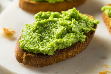Sweet Homemade Pea Pesto Crostinis