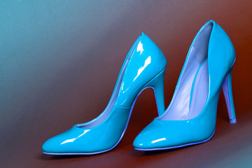 blue high heels shoes