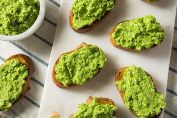 Sweet Homemade Pea Pesto Crostinis