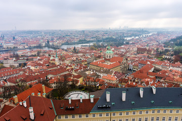 Fototapeta na wymiar Landscape of Prague from tower of St. Vitus Cathedral, Czech Republic