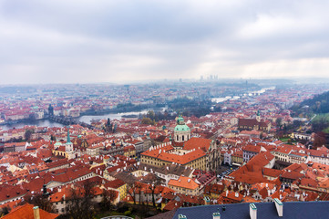 Fototapeta na wymiar Panorama of the Old Town architecture in Prague, Czech Republic