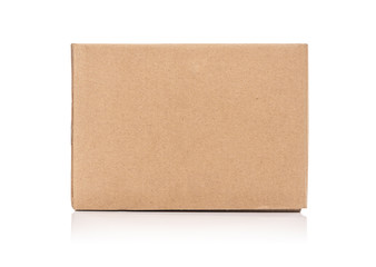 Postage cardboard box isolated on white background.