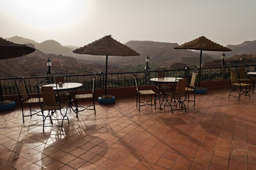 Viewpoint on a Dades gorge valley at sunrise in Morocco, Africa