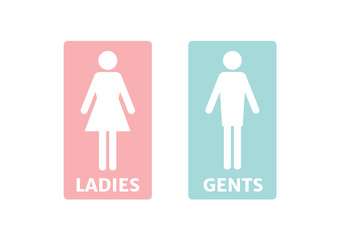 Toilet signs silhouette ladies and gents,pink and blue color