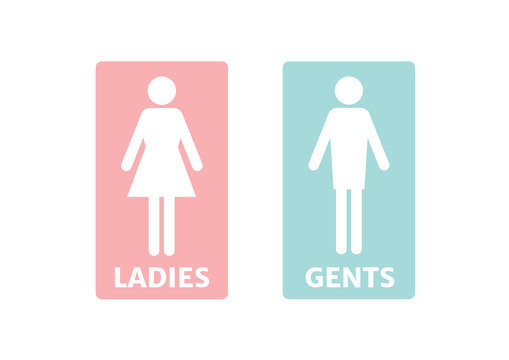 Toilet signs silhouette ladies and gents,pink and blue color