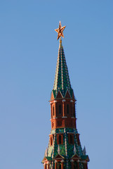 Red ruby star. Moscow Kremlin tower.