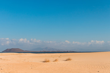 Fototapeta na wymiar Beach view over the Corralejo dunes in Fuerteventura, Canary Islands