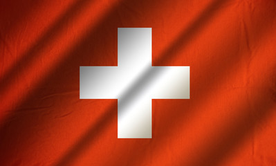 Obraz premium Authentic colorful textile flag of Switzerland