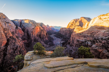 Landscape view of mountain valley in Zion national park, USA