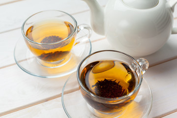 tea on the wooden table