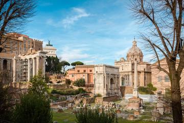 Roman forum with arch of Massenzio