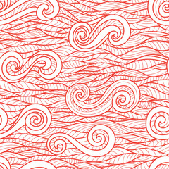 Light vector seamless abstract hand-drawn pattern. Wave patterns