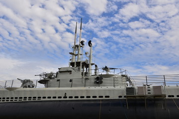 The deck of an American World war two submarine.