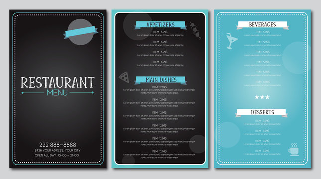 Restaurant menu flyer template design vector